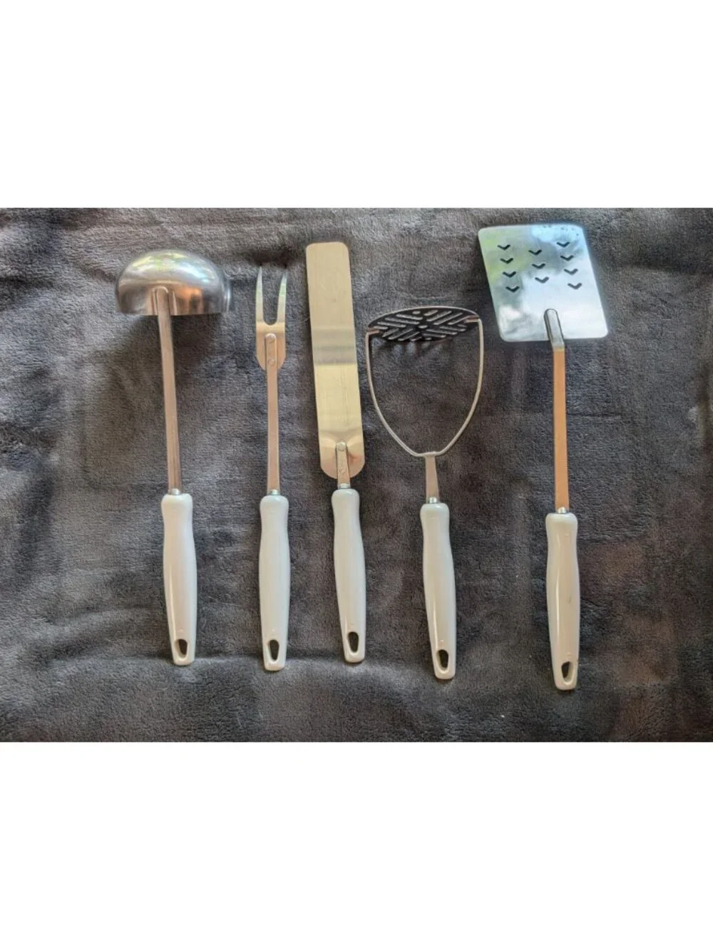 Vintage Mid Century EKCO USA 5-Piece Purple Flower Power Utensil Set